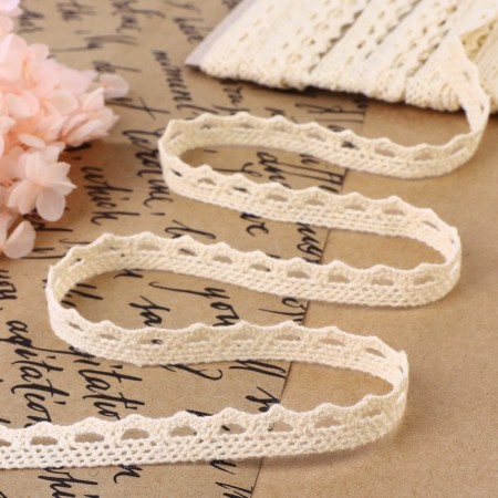 Knitted lace, 10 mm × 15 ± 1 m, beige color