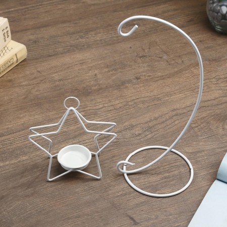 Summary Metal 1 Candle "Star on the arc" White 20.5x10x10 cm-4