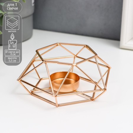Summary metal per 1 candle "hexagon" gold 5.5x13x11.5 cm