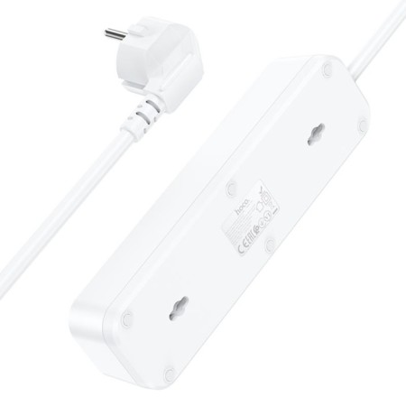 Hoco NS2 network filter, 3 outlets, 4000 W, 3 USB, 2.4 A, 1.8 m, white-1