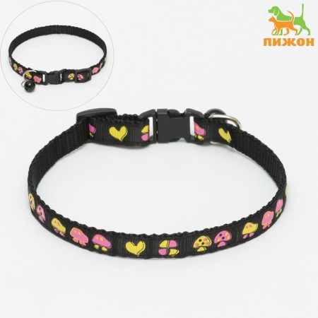 The two -layer collar with fastx "Mushrooms" 30 x 1 cm, black