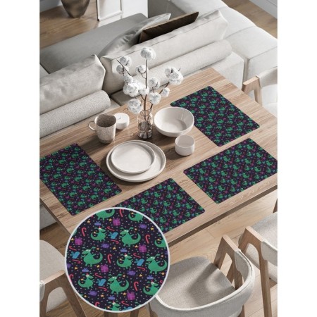 A set of napkins for setting the Dragon with a gift, rectangular, rounded edges, size 30x46 cm, 4 pcs-1