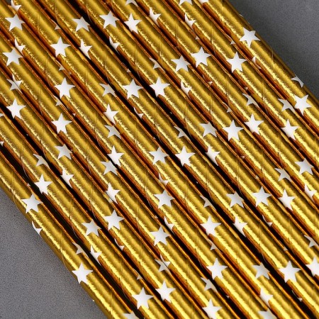 Stars of cocktail tubes, set 12 pcs., Color gold-1