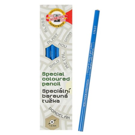 Pencil KOH-I-NOOR 3263/2 special, for writing on glass, metal, plastic, blue color