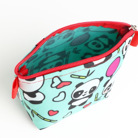 Cosmetic bag with zipper, turquoise color-2