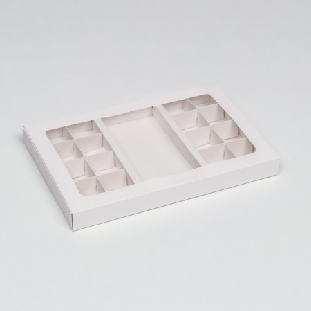Box of 8 + 8 sweets + chocolate, with a window, white 30 x 19.5 x 3 cm-2