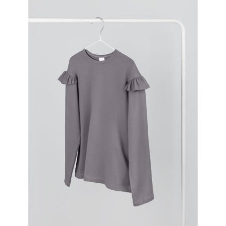 Лонгслив детский Amarobaby Ruffle, рост 140 см, цвет серый-11