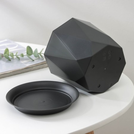 Pot for flowers with a prism palm, 1 l, graphite color-7