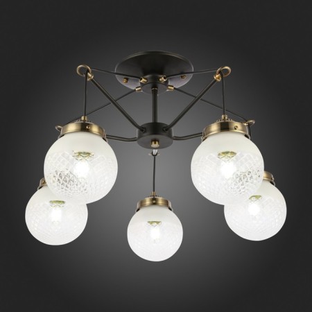 Ceiling EVOLUCE lamp. Sle110302-05. Stricce. 5x60 watts, E27, 59x59x36 cm, black color, bronze-2