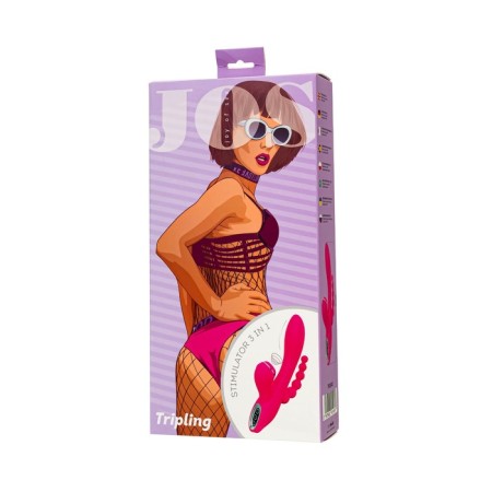Vibroostimulator 3 in 1 Jos Tripling, 21 cm, silicone, pink color-12