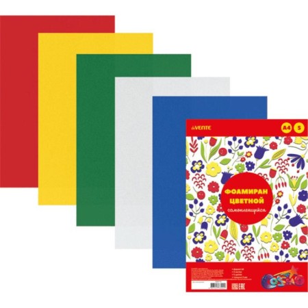 Foamiran color self -adhesive, A4, 2 mm, Devente, 5 sheets x 5 colors