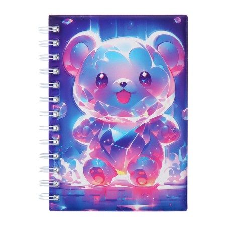 Notebook Gift Book on the comb 80l, line, color block, PVC cover 3D Bear (17.6x13.5cm) 105