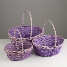 Set of wicker baskets, 38x30xh14/35cm, 33x25xh12.5/30cm, 28x20xh11/25cm, 3 pcs, willow