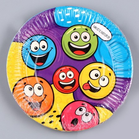 Disposable paper plate "Smiles", 18 cm-4