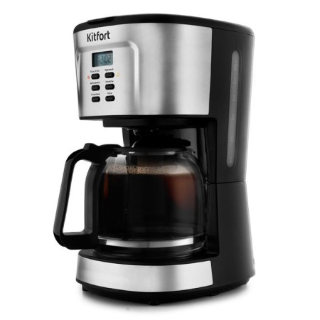 Coffee machine KitFort KT-727, Capilular, 900 watts, 1.5 l, silver-black