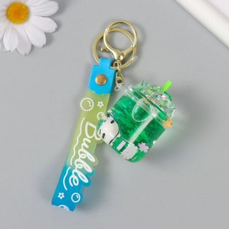 A plastic keychain with a carbine, a panda in Lemonada Panda Water with a decor of 4x4x6 cm-1