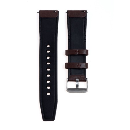 Hours strap with quick-detachable hairpins, 22 mm, eco-leather, L-22 cm, brown-2