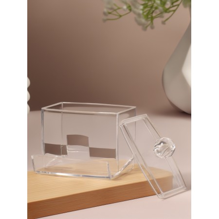 Organizer for cotton sticks, with a lid, 9 × 10 × 7 cm, transparent-4
