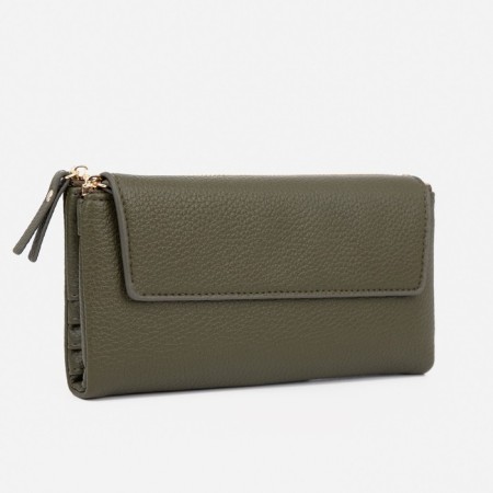Women's wallet on magnets, green color