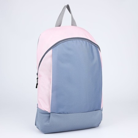 School textile Backpack 46x30x10 cm, vertical pocket, gray color, pink-2