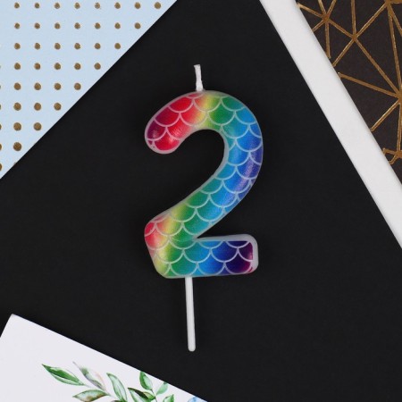 Candle for the cake, number "2", multi -colored, 5.5 x 8 cm.-2