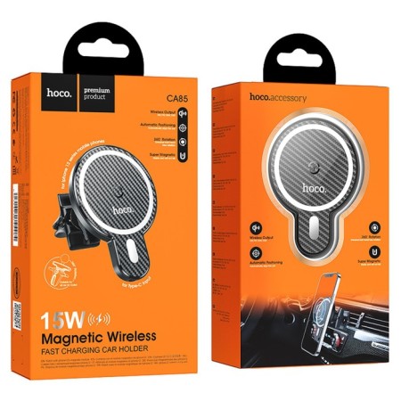 Holder for a smartphone in the Hoco CA85 Auto, with wireless charging, support for Magsafe, 15 watts-9