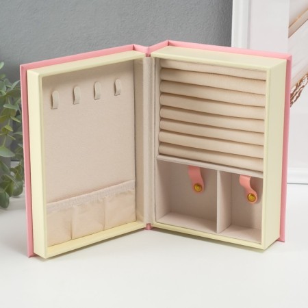 Casket to the leatherette for jewelry "Magic Book" Pink 15.5x21.5x7 cm-2