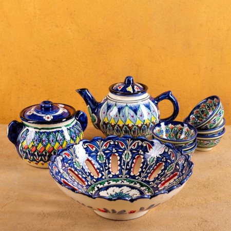 Set Tea Rishtan, 9 objects: kettle 1l., 6 PIAL 9.5cm, candy 23cm, sugarnya 250m-14