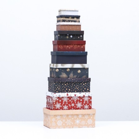 A set of boxes 10 in 1 "snowflakes", 32.5 x 20 x 12.5 - 12 x 7 x 4 cm-4