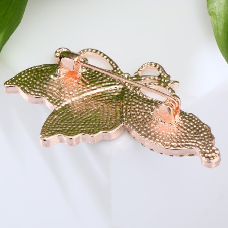 Brooch "Galiotis" butterfly with folded wings, white-green color in pink gold-1