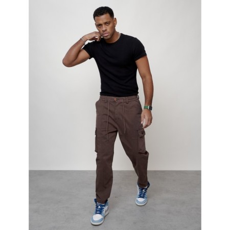 Cargo jeans men, size 44, brown color-5
