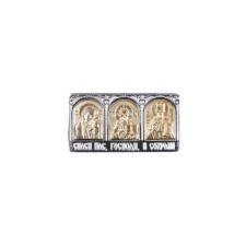 Icon in the car, triptych, melchior, metal, 4.2 x 2.2 cm