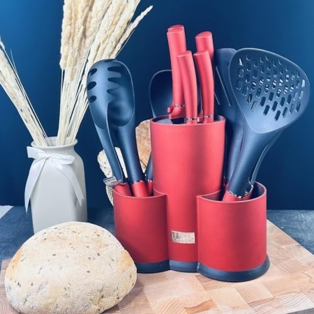 Set of knives and kitchen accessories Lenardi, on a stand, 12 items