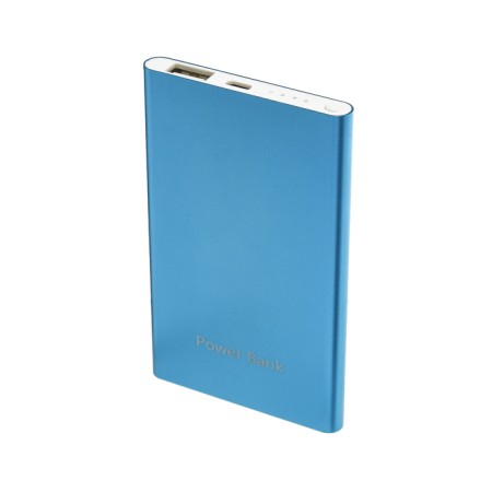 External battery Luazon PB-19, 4000 mAh, USB, 1 A, indicator, metal, blue