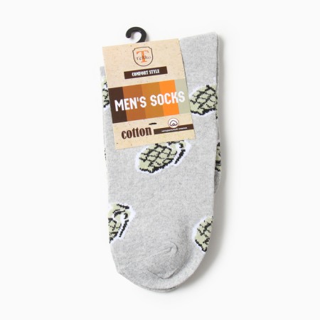 Men's socks "grenades", gray color, size 25-2