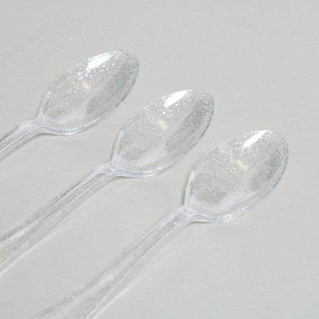 Tablespoons plastic "shine", in a set of 12 pieces, silver color-1