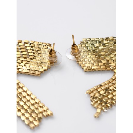 Hanging earrings with rhinestones "Waterfall" soft rhombus, white color in silver-1
