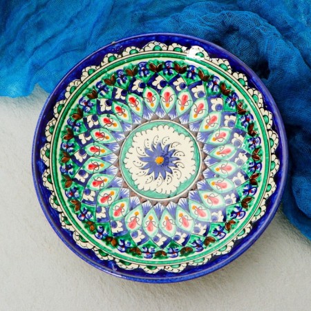 The plate of the Rishtan ceramics "Patterns", blue, deep, mix, 20 cm-2