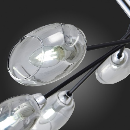 Ceiling EVOLUCE lamp. Sle155512-08. Gloa. 8x40 watts, E14, 84x84x22 cm, black color, chrome-10