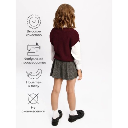 Жилет для девочки Amarobaby Knit, рост 128 см, цвет бордовый-3