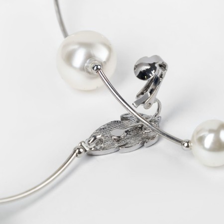 Beads "Fleur" balls, white color in silver, adjustable length, No. 12, beads No. 16, No. 20, 40 cm-2