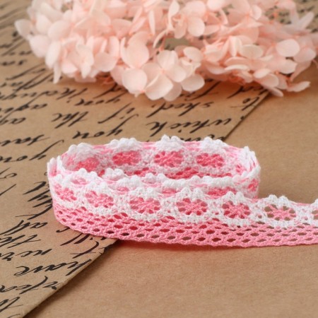Knitted lace, 20 mm × 15 ± 1 m, pink/white color-2