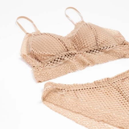 Lower linen women: top and panties, beige color, size 42-44-1