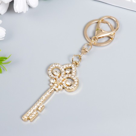 Browler Metal with carbine, enamel, rhinestones "openwork key" 13.8x3.2 cm-2