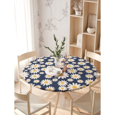 Tables on the table “Field of daisies”, round, oxford, elastic band, size 140x140 cm, diameter 105-120 cm-2