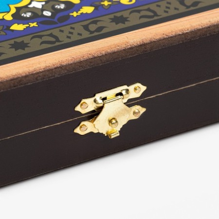 Flying backgamers, wooden board 50 x 50 cm, with a field for playing checkers-5