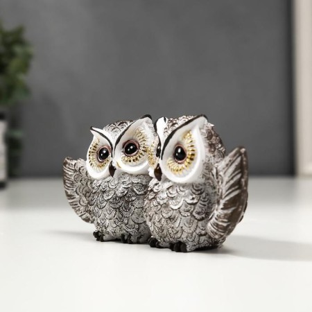 Souvenir Polystone "Owes - A hug, with golden eyes" 6.5x13x3.5 cm-1