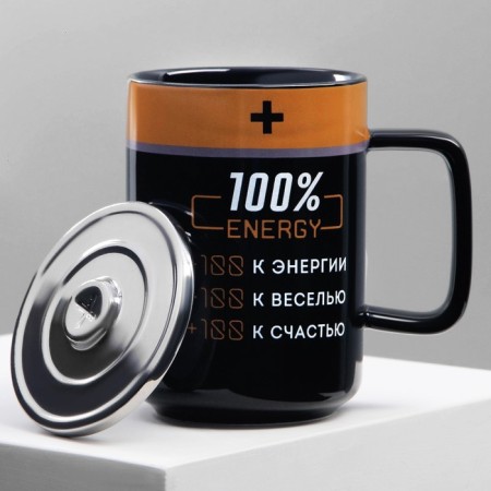 Ceramic “charge” mug, 250 ml, black color-4