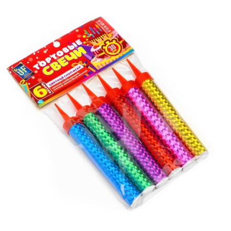 Candles Fountains for Cake "Color Sparks", 10 cm, 30 seconds, color flame, 6 pcs-4