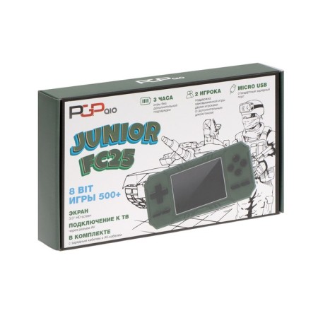 PGP AIO Junior FC25B Game Console, screen 3 ", AV cable, 500 games, green-5